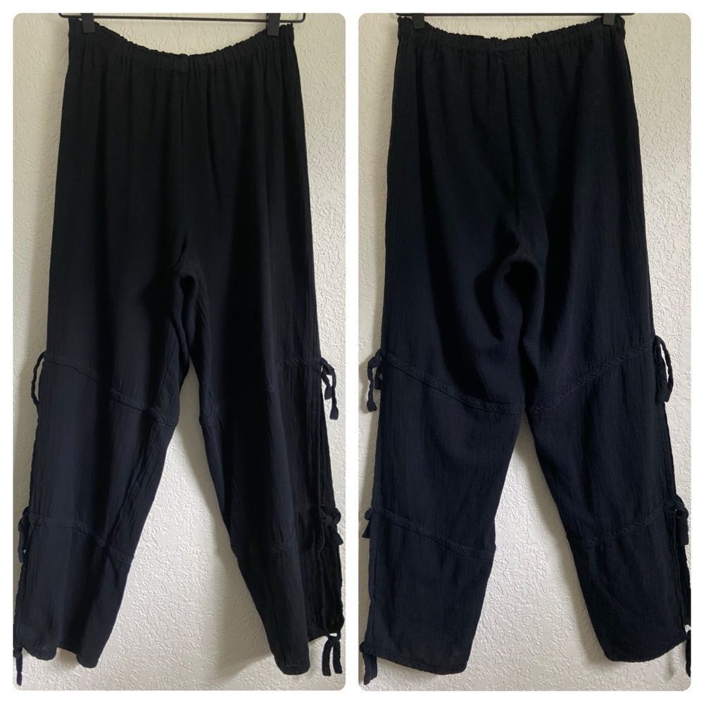 Abacá Cotton Gauze Side Tie Cropped Pants